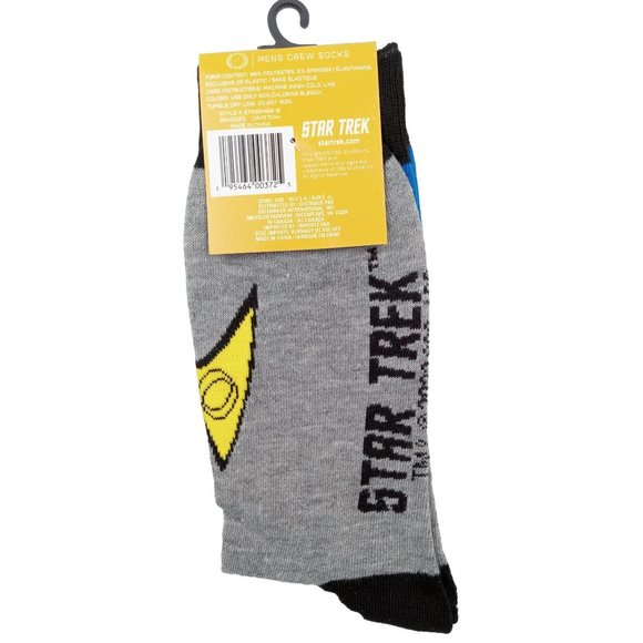 Spock Star Trek Phaser Socks Crew Cut Novelty Official Space TV Men Size 13 Blue - Picture 3 of 4